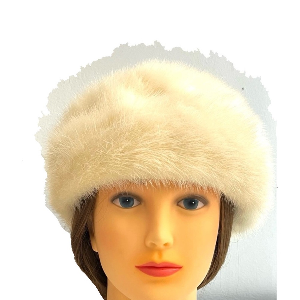 Vintage Genuine White Mink Fur Hat - Picture 2 of 13